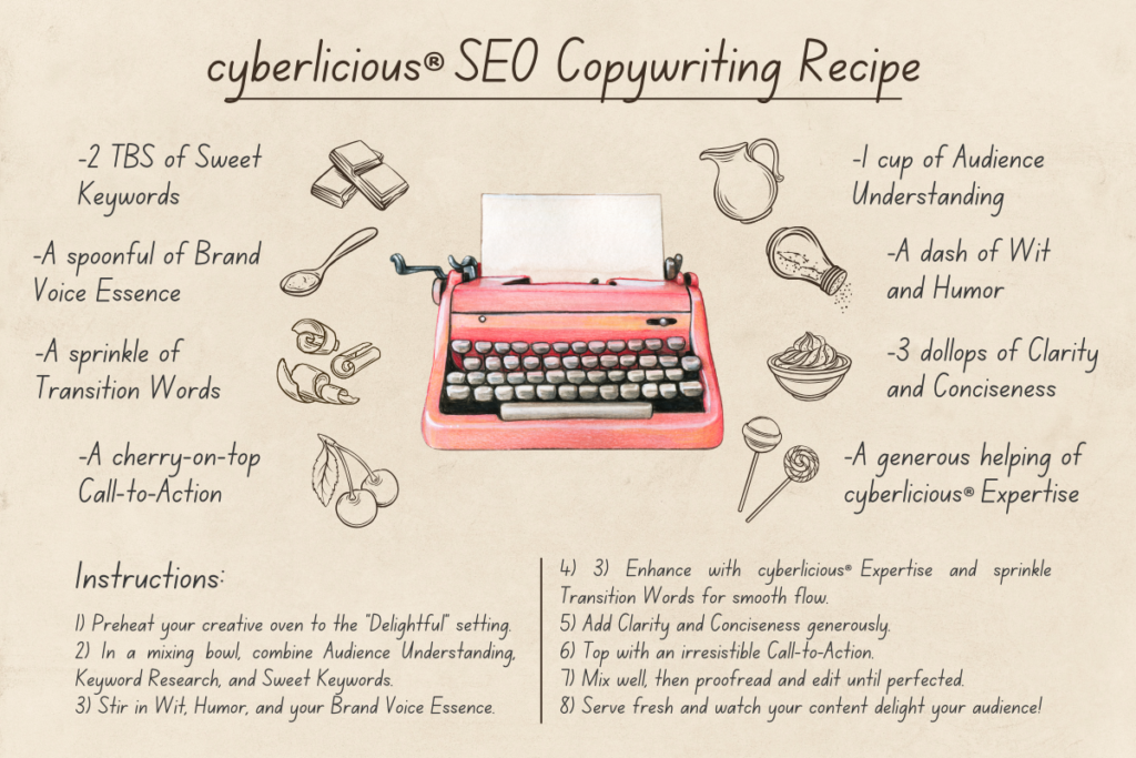 cyberlicious® SEO Copywriter Recipe: Old Fashioned Recipe Card with Copywriting "Recipe"