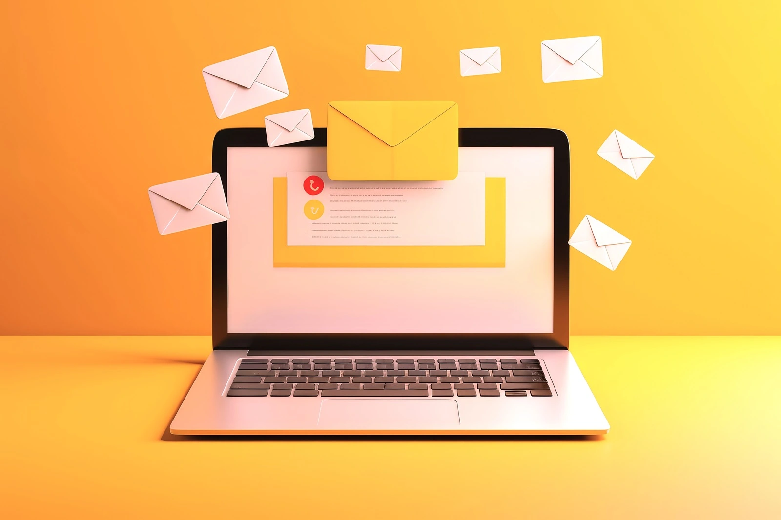 Email Marketing Services - Hero Image of Laptop with Mail/Letters