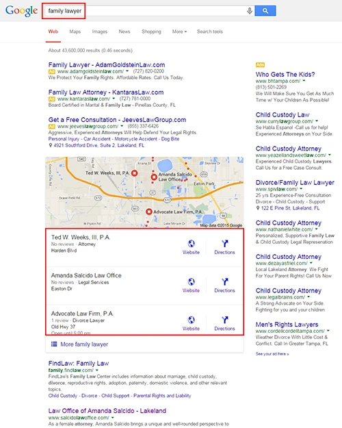 Fulmer & Fulmer, PA - Google's Ranking on Family Lawyer