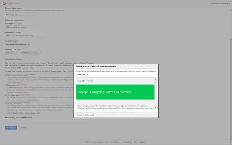 Google Analytics Terms of Service Agreement