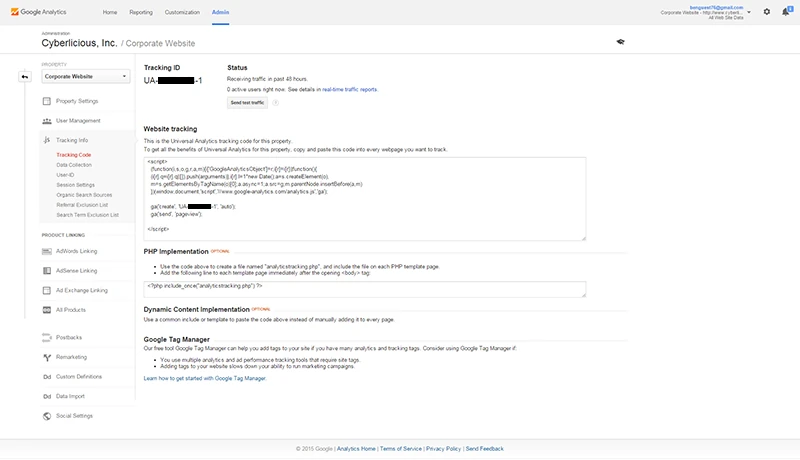Google Analytics Website Tracking Code